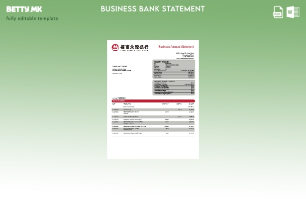модерен стил Извод на сметка на компанијата Wing Lung Bank Шаблон Word и PDF